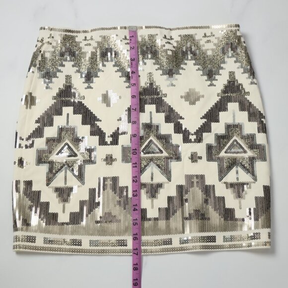 Express Designer Sequin Aztec Printed Party Skirt NWT - Picture 4 of 6